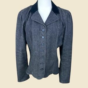 Chaps Denim‎ Size Large black w velvet collar denim jacket